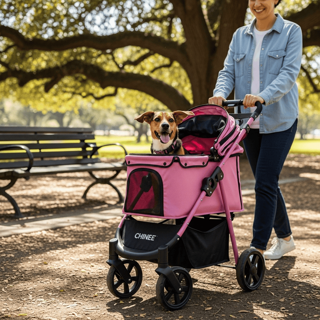 Customizable Pet Stroller for Comfortable Pet Transport in Various Industries