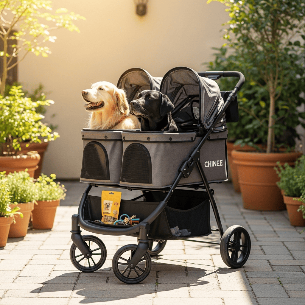 Customizable Dual-Pet Stroller for Small and Medium Dogs for Industry Applications
