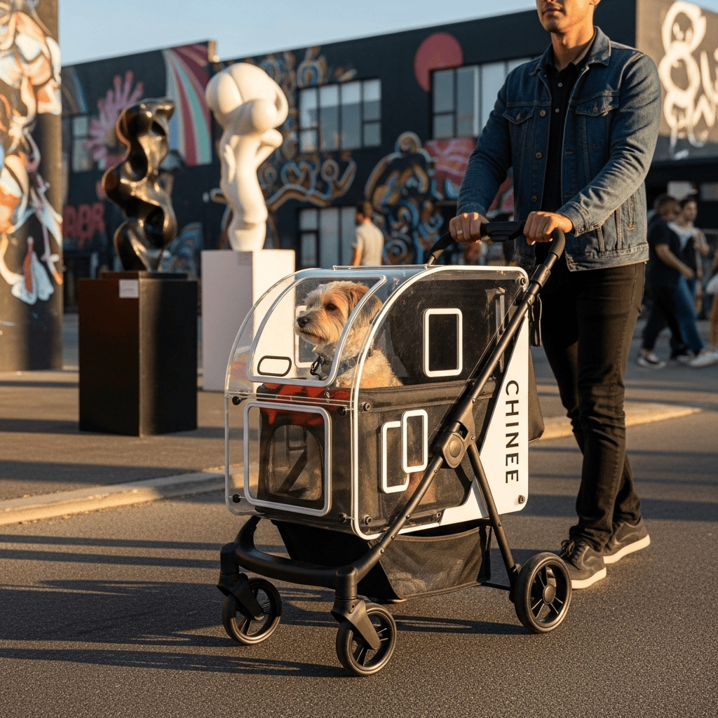 Customizable Pet Stroller with Enclosed Cabin for Pet Industry Applications
