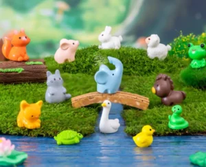 1 2cm Small Terrarium Accessories Garden Animal Figurines Resin Miniatures Artistic Hand painted Goat Rabbit Sheep Snake Cat Pig