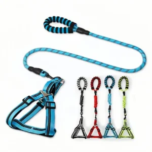 1.2m Dog Harness Adjustable Reflective Easy Control Medium Large Dog Harness with Heavy Duty Dog Leash