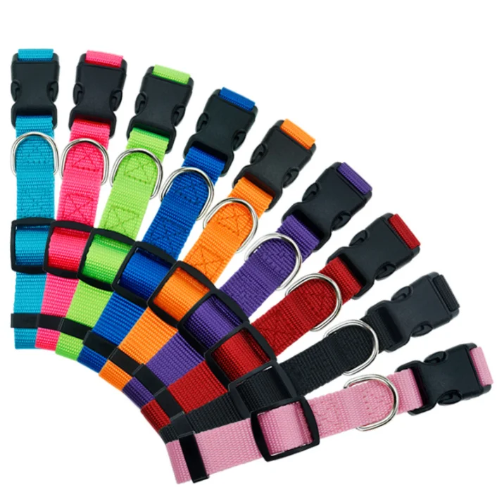 1.5cm 2.0cm 2.5cm Width Polyester Pet Collar Solid Pattern Colorful Dog Neck Accessory with Bell