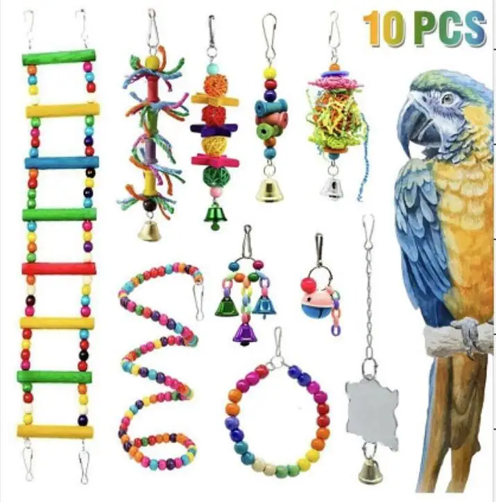 10 Piece Parrot Nibbling Toy Bird Toy Set