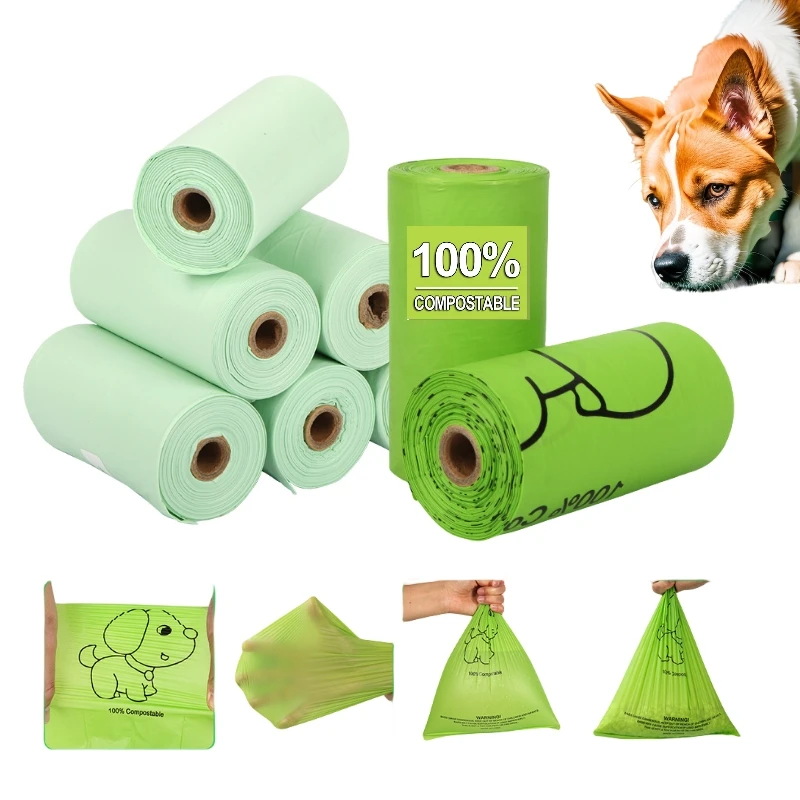 100% Compostable Eco Friendly Dog Poop Bag Biodegradable Corn Starch with Scent for Pet Waste Disposal