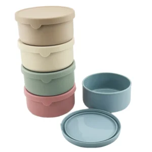 100% Food Grade Silicone Round Bowl Durable Lid BPA Free Portable Dishwasher Microwave Fridge Safe Small Animals Dog Cat Feeder