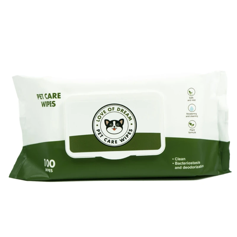 100% Organic Bamboo Fiber Biodegradable Pet Eye Ear Cleaning Wet Wipes Soft Pet Grooming Teeth Wet Wipes for Dogs Cats