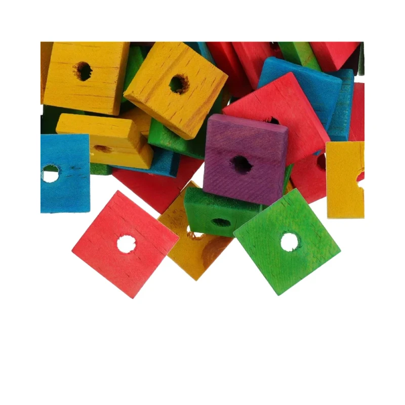100 Pcs Mixed Large Eco Friendly Bird Toys Parrot Toys Wooden Blocks Beak Foot Craft Cage Mini Wood Chip Charms Chew Pet Chew