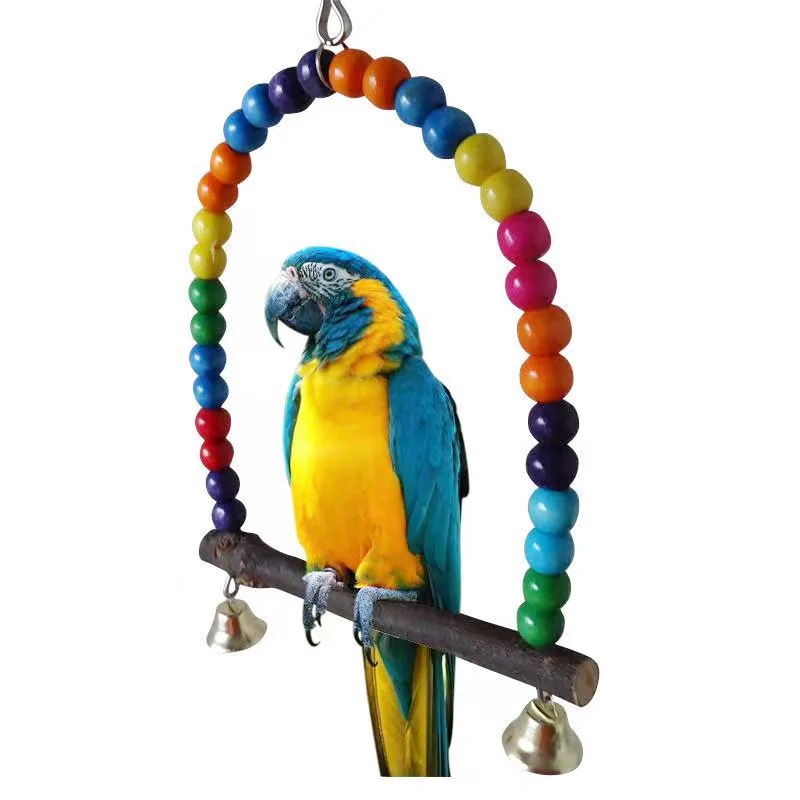 10cm 15cm 20cm Colorful Beaded Funny Pet Bird Chew Toys Parrot Perches Stand