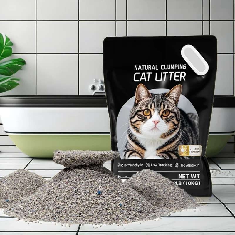 10kg Sodium Cat Litter Wholesaler Crushed Ore Nano Bentonite Cat Litter Quick Clumping Super Odor Control Bentonite Cat Litter