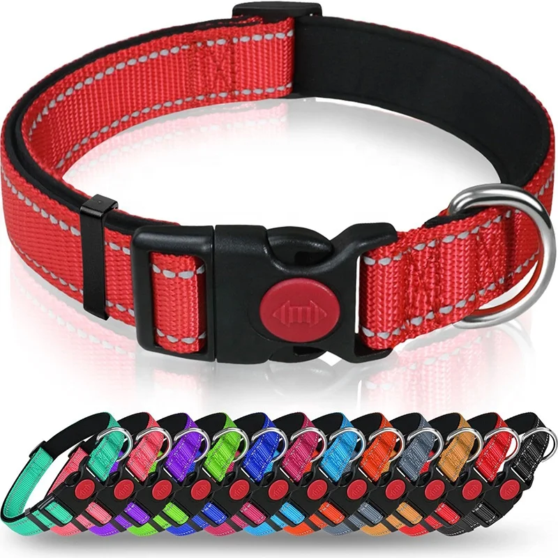 12-Color Small Dog Collar Adjustable Reflective Nylon Pet Collars with D-Rings Classic Style Pet Accessories Training