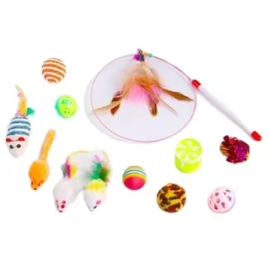 12 Pcs Lifelike Cat Plush Toy Set
