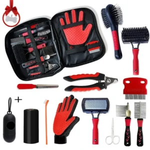 12 in 1 Professional Pet Grooming Kit for Dogs & Cats Complete Set with Slicker Brush Nail Clippers & Long Haired Pet Brush