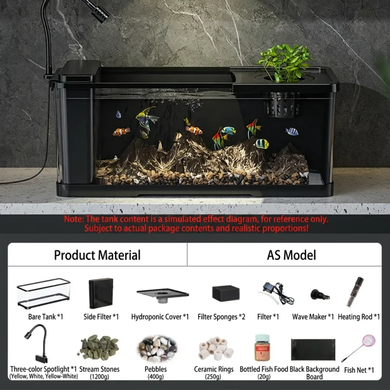 14 in 1 Aquarium Complete Set with Filter LED Heater