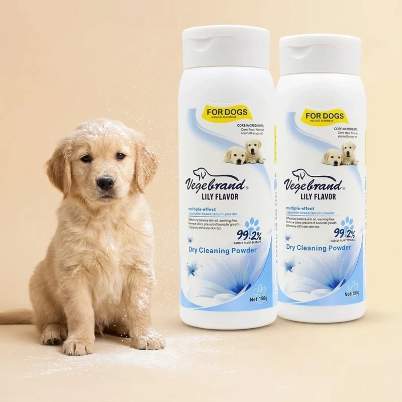 150ml Pet Dry Cleaning Powder for Rabbits Cats Dogs Waterless Shampoo Corn Starch Formula Deodorizing Grooming Powder Bathroom
