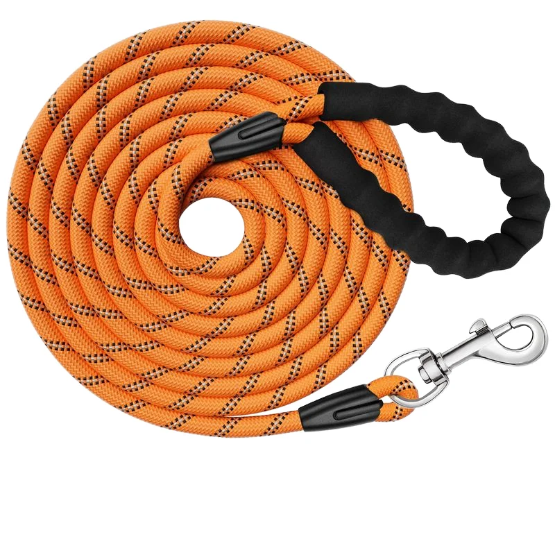 16FT 32FT 49FT Waterproof Long Lead Dog Leash Heavy Duty Reflective Nylon Rope for Dog Training