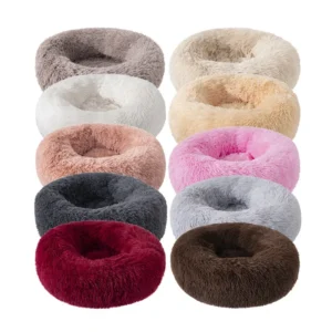 17 Colors Soft Luxury Round Designer Long Plush Pet Cat Dog Beds Comfortable Washable Soft Fluffy Plush Pet Dog Bed