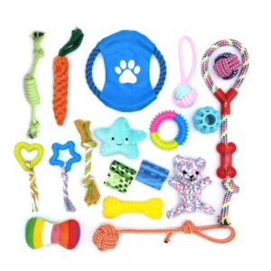 18 Pcs Set Crochet Cotton Pet Dog Braided Rope Chew Toy Set Ball Rope Teeth Clean Pet Toy Set