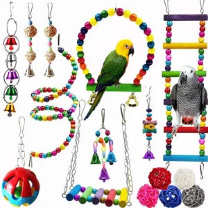 19 Pack Bird Toys Set Parrot Bird Toys Chew Bird Products