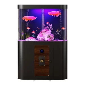 190L New Durable Plastic Indoor Aquarium Ornamental Fish Koi Goldfish Tank Round Standing Aquarium