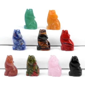 1inch Gemstone Animal Carving Wolf Polishing DIY Jewelry Accessories Mini Small Animal Craft Ornaments