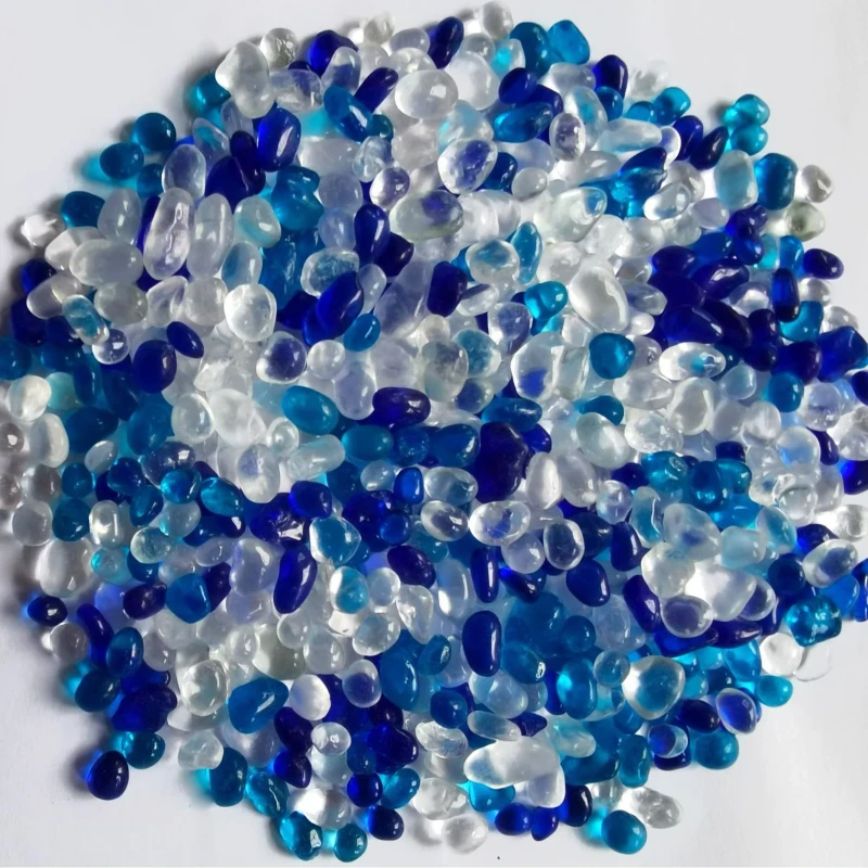 1kg Blue Glass Beads Mixed Color Fish Aquarium Swimming Pool Ground Decoration Irregular Water Slime