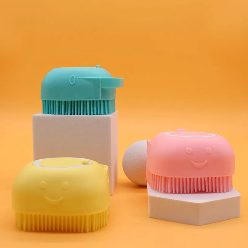 2 1 Soft Silicone Eco Friendly Handheld Pet Cat Dog Grooming Massage Cleaning Washing Bathing Tool Shampoo Bath Brush Container