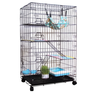 2 3 4 Storeys Indoor Large Metal Cat Dog Pet Cage With Wheels 360 Rotating Collapsible Metal Cage
