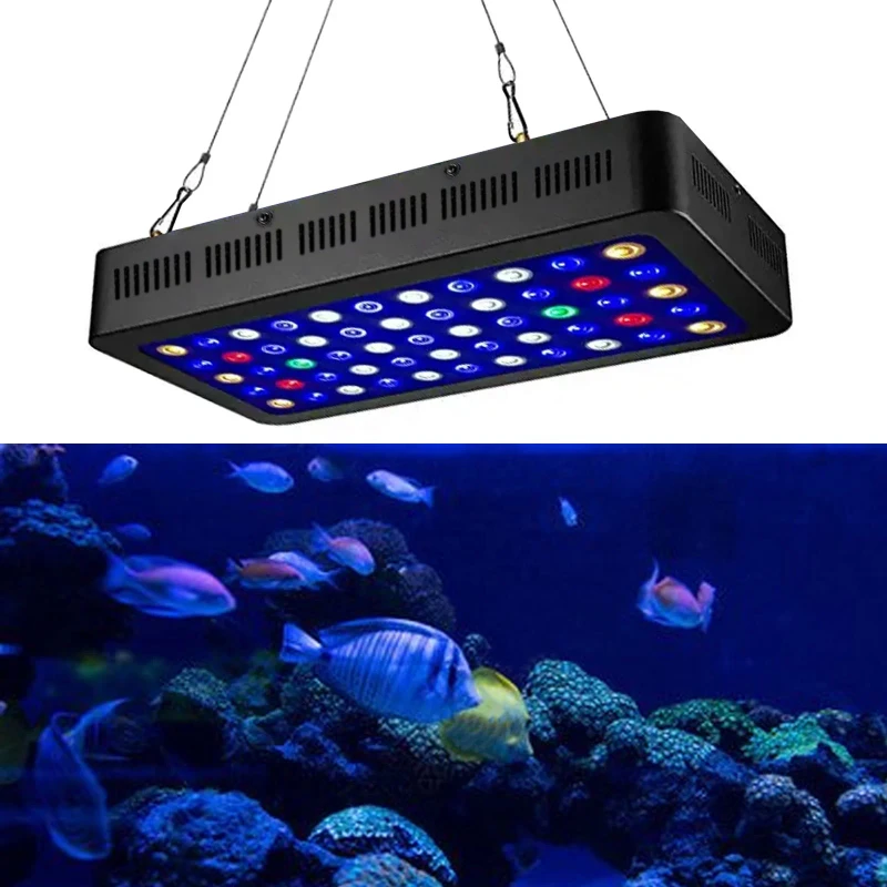 2 Dim 2 Switches Full Spectrum Panel WRGB LED Aquarium Lights 3W 55pcs Sheet Metal Salt and Water Lamp for Marine Coral