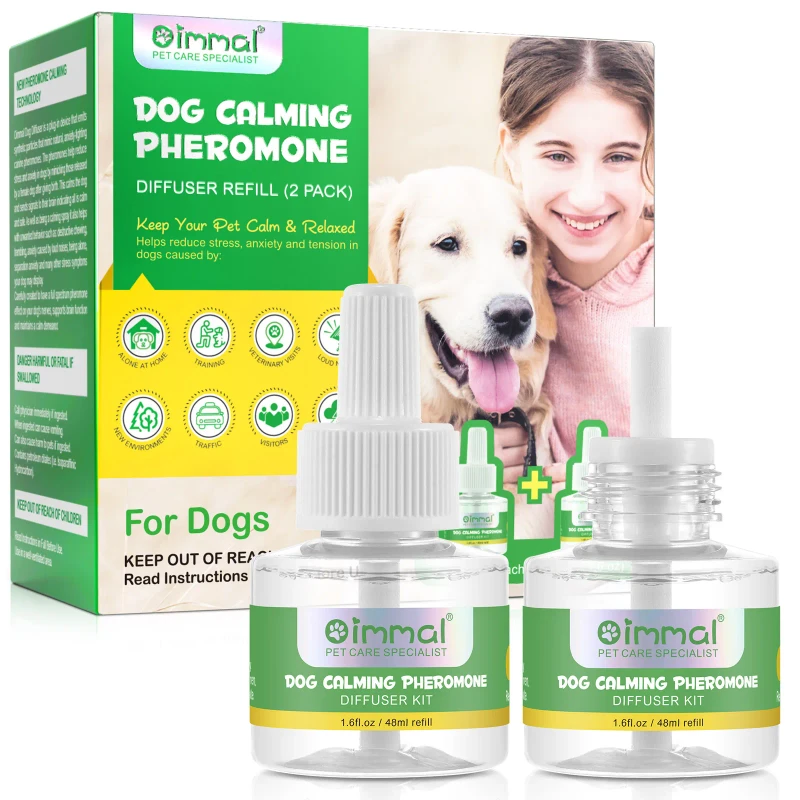 2 Pack 48ml Dog Calming Pheromone Diffuser Refill for Relieve Separation Anxiety Stress Barking and Chewing