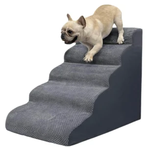 2 Step Dog Stair Grey Microfiber Pet Steps Filled with Foam Sponge Comfortable Pet Products