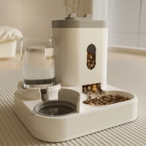 2 in 1 Automatic Cat Feeder and Dog Food Bowl Solid Plastic Pet Bowl Set Large Capacity with Water Dispenser