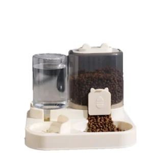 2 in 1 Automatic Dog Feeder Bowl Eco Friendly Plastic Waterproof Square Shape Solid Pattern Pet Supplies