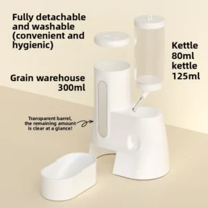 2 in 1 Automatic Feeder Anti Tip Plastic Water Bottle & Food Bowl 300ml for Dwarf Hamsters & Syrian Mice Pet Supplies
