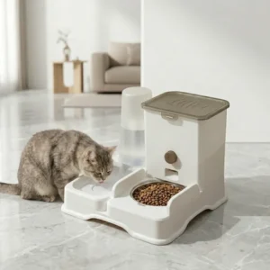 2 in 1 Automatic Pet Feeder Portable Pet Food Bowl Set with 1L Large Capacity Water Dispenser Pet Supplies Pet Products