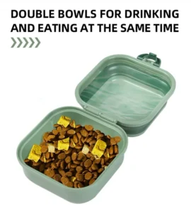 2 in 1 Eco Friendly Collapsible Plastic Pet Food Container Foldable Travel Bowls for Small Animals Feeders