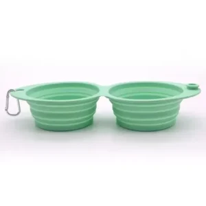 2 in 1 Foldable Dog Bowls Integrated Molding Dog Double Bowl Pet Food & Water Bowl Cat Feeder