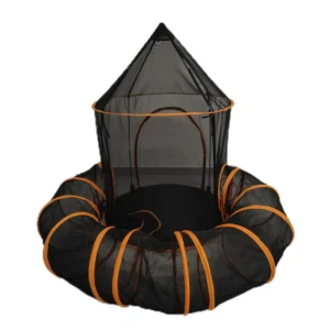 2 in 1 Orange Printed Mesh Net Pet Tunnel House Small Cat and Dog Sleep and Play Interactive Pets Toys Pet Furniture