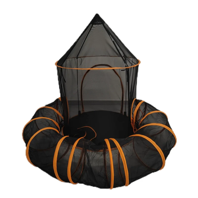 2 in 1 Orange Printed Mesh Net Pet Tunnel House Small Cat and Dog Sleep and Play Interactive Pets Toys Pet Furniture
