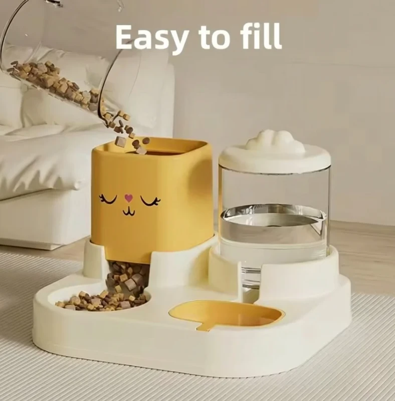 2-in-1 Pet Feeder Automatic PP Plastic Anti-slip Bowl for Dogs Cats
