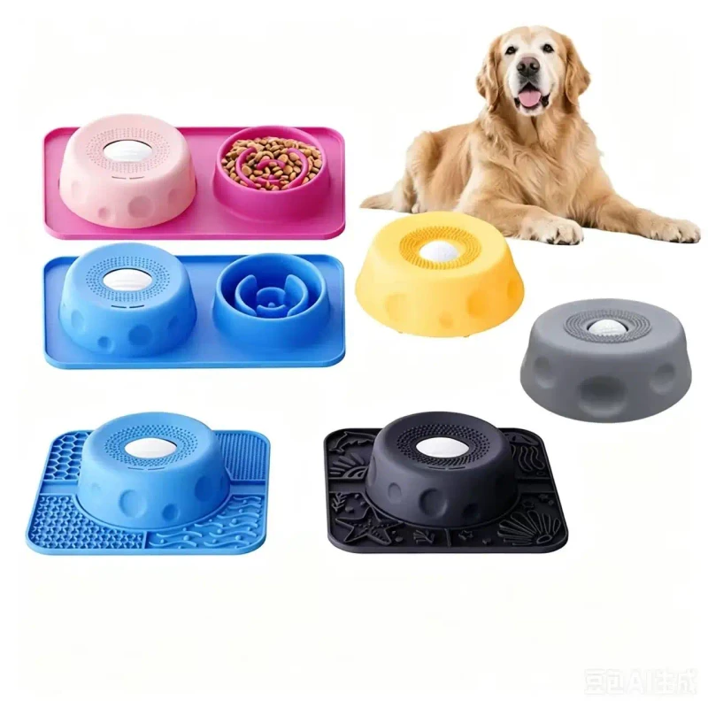 2 in 1 Pet Slow Feeder Licking Bowl Anti Choke Food Grade Dog Lick Mat Bowl for Dry Wet Food