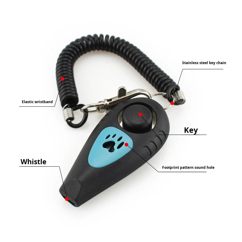 2 in 1 Pet Training Clicker Whistle with Long Wristband for Dog Training and Cat Behavior Correction Clicker with Elastic Rope