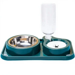 2 in 1 Pet Water and Food Bowl Set Detachable Non Slip Elevated Feeder with No Spill Design