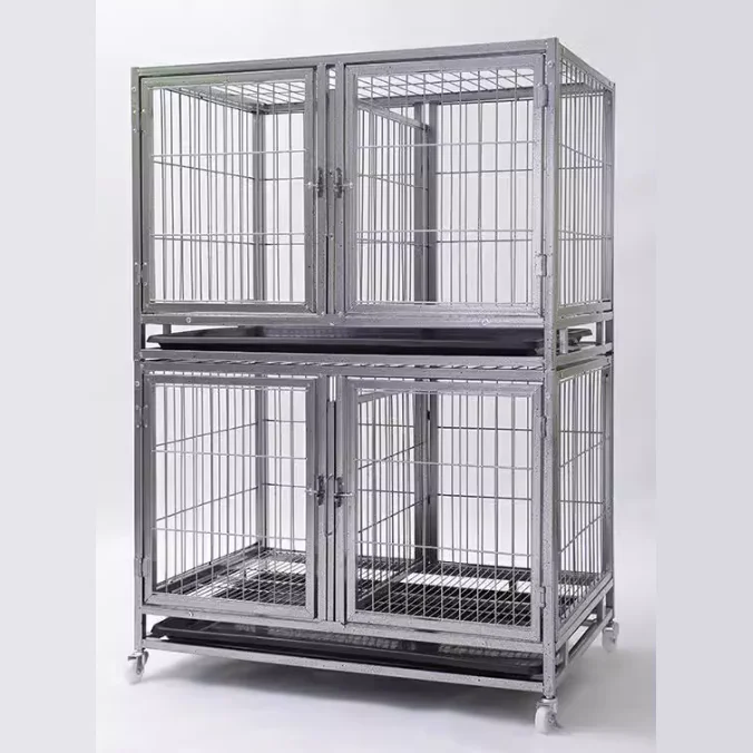 2 layer 3 layer Heavy Duty Dog Crate Kennel Pet Cages Houses Stackable Metal Dog Cage with Wheels multi colors