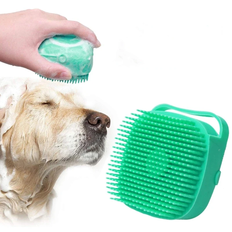 2.7oz 80ml Cat Massage Comb Grooming Scrubber For Bathing Short Hair Soft Silicone Rubber Pet Dog Shampoo Brush