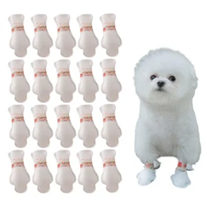 20 Pcs Adjustable Pet Shoes for Dogs with Anti Slip Soles and Waterproof Breathable Covers