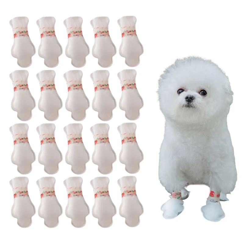 20 Pcs Adjustable Pet Shoes for Dogs with Anti Slip Soles and Waterproof Breathable Covers