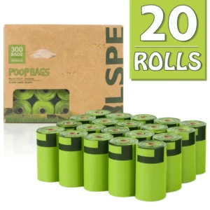 20 Rolls 300 Biodegradable Eco Friendly Dog Waste Poop Bags PET Plastic Fruit Scent Pet Waste Disposal