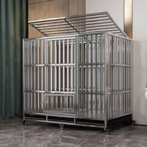 202 Stainless Steel Dog Cage Laser Welding with Roller Tray Metal Cage Medium and Large Dog Special Cage Customization