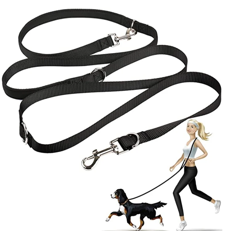 210cm Length Muti functional Nylon Dog Leash for 2 Dogs Hands free Dog Leashes