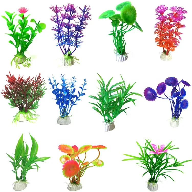 234 Different Designs Aquarium Fish Tank Decoration Plastic Artificial Aquarium Plants Grass